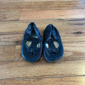 Robeez Black Leather Baby Shoes with Bow